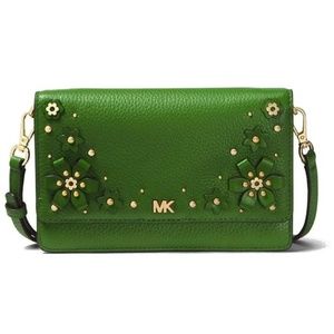 MERCER FLORAL EMBELLISHED LEATHER PHONE CROSSBODY